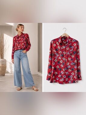 ESCADA Resort 2019 Floral Silk Oversized Blouse – Size 36 (US 4-6) – New